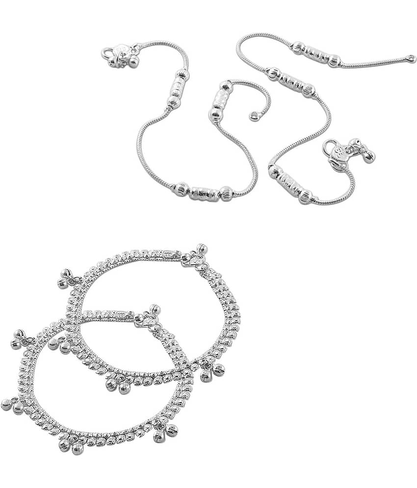 HEER COLLECTION - Silver Anklets ( Pack of 2 ) - Anklets | Buy online on ZillyBuy