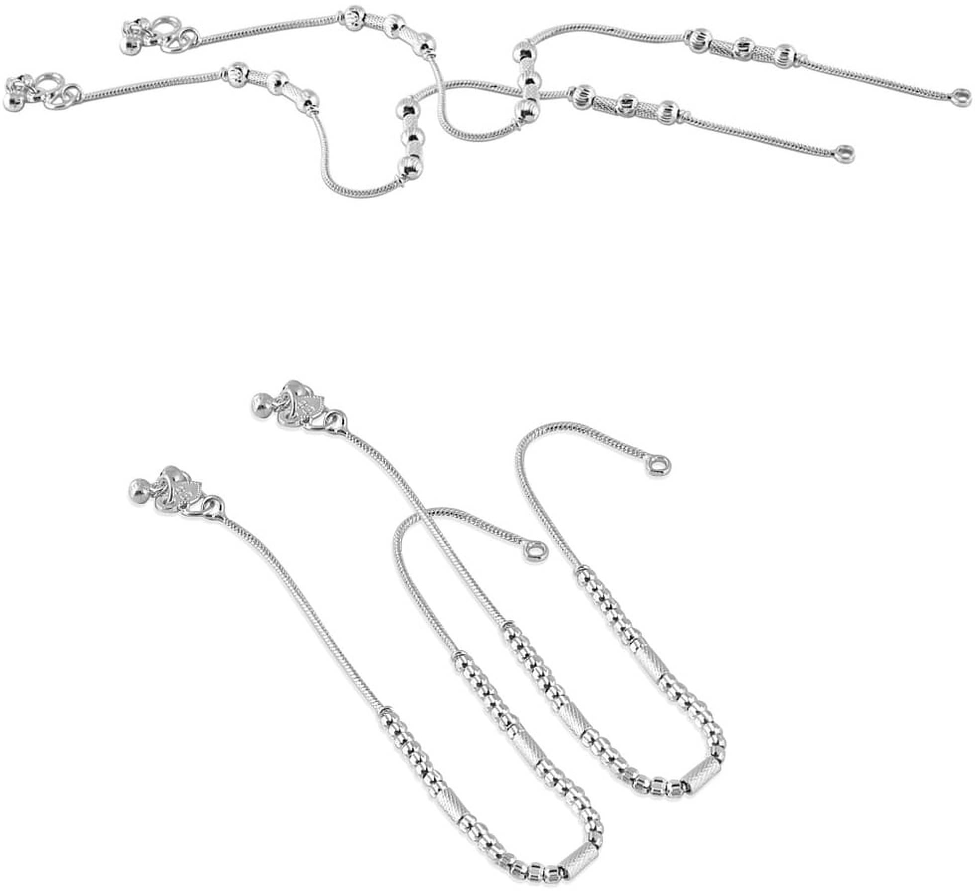     			HEER COLLECTION - Silver Anklets ( Pack of 2 )
