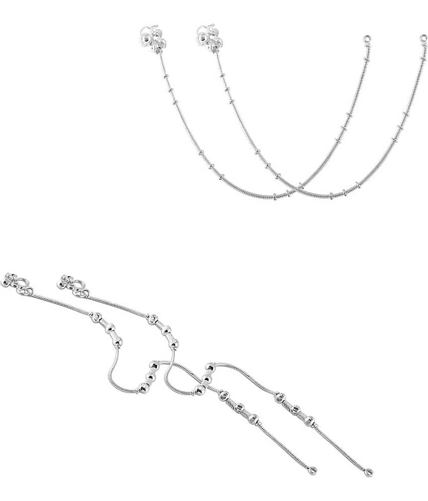 HEER COLLECTION - Silver Anklets ( Pack of 2 ) - Anklets | Buy online on ZillyBuy