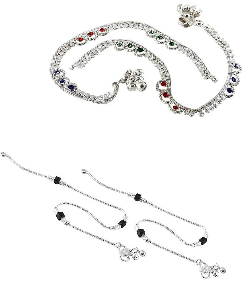 HEER COLLECTION - Silver Anklets ( Pack of 2 ) - Anklets | Buy online on ZillyBuy