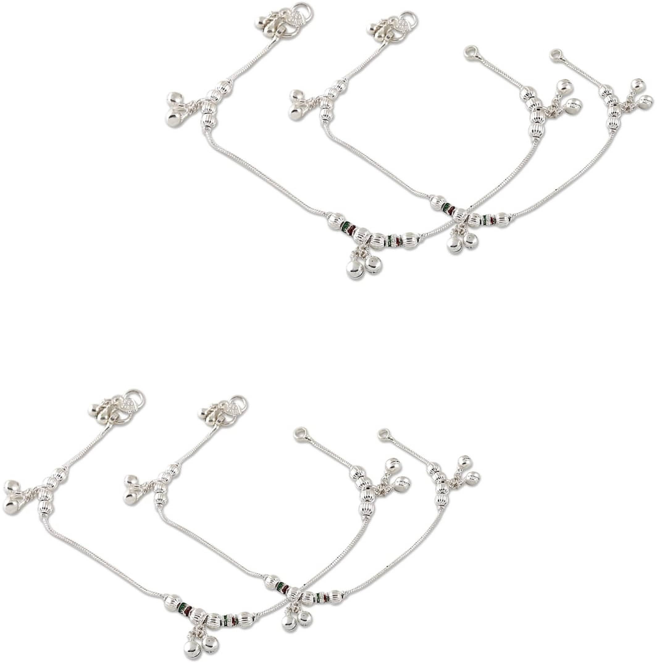 HEER COLLECTION - Silver Anklets ( Pack of 2 ) - Anklets | Buy online on ZillyBuy