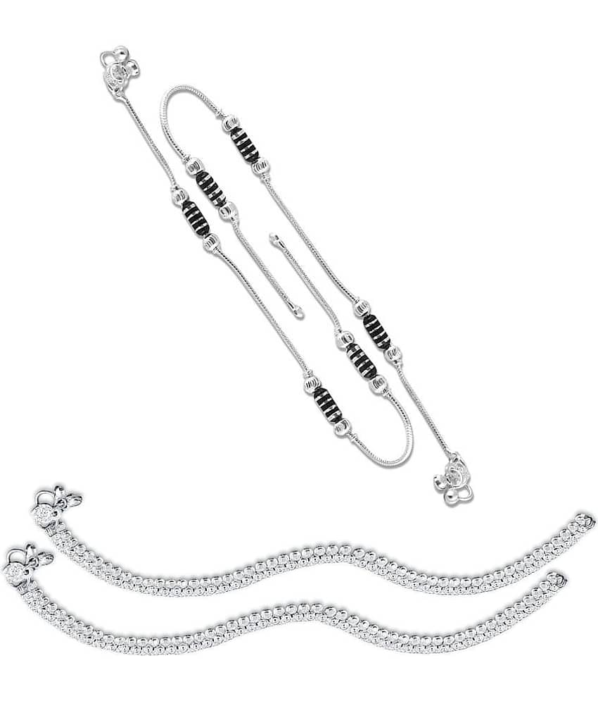 HEER COLLECTION - Silver Anklets ( Pack of 2 ) - Anklets | Buy online on ZillyBuy