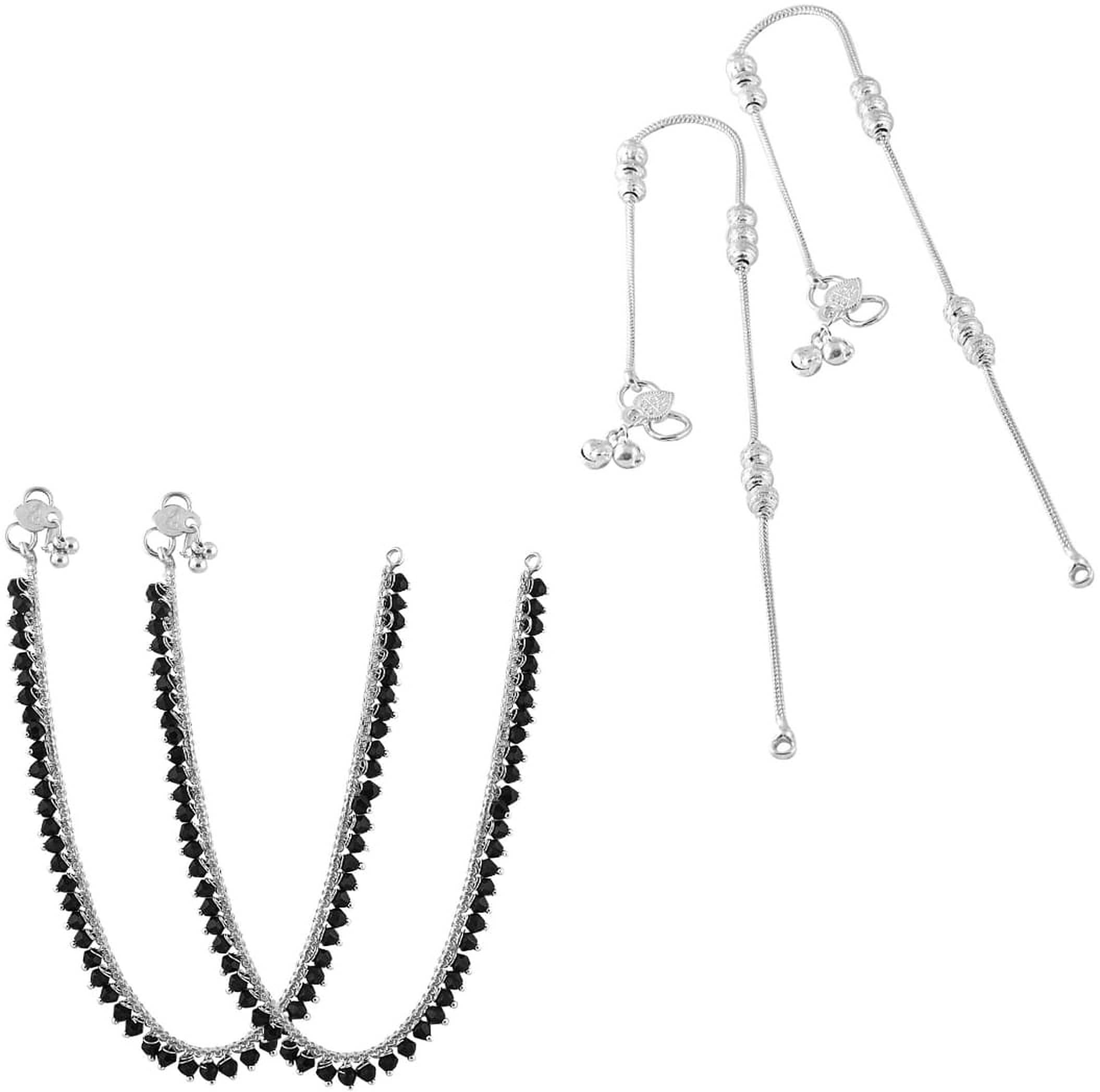 HEER COLLECTION - Silver Anklets ( Pack of 2 ) - Anklets | Buy online on ZillyBuy