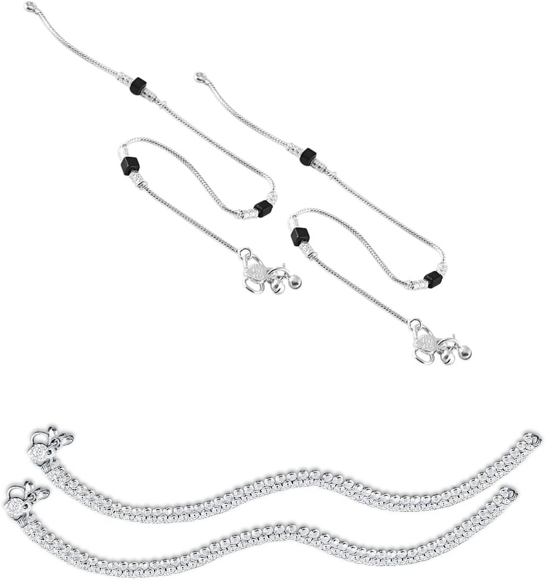 HEER COLLECTION - Silver Anklets ( Pack of 2 ) - Anklets | Buy online on ZillyBuy