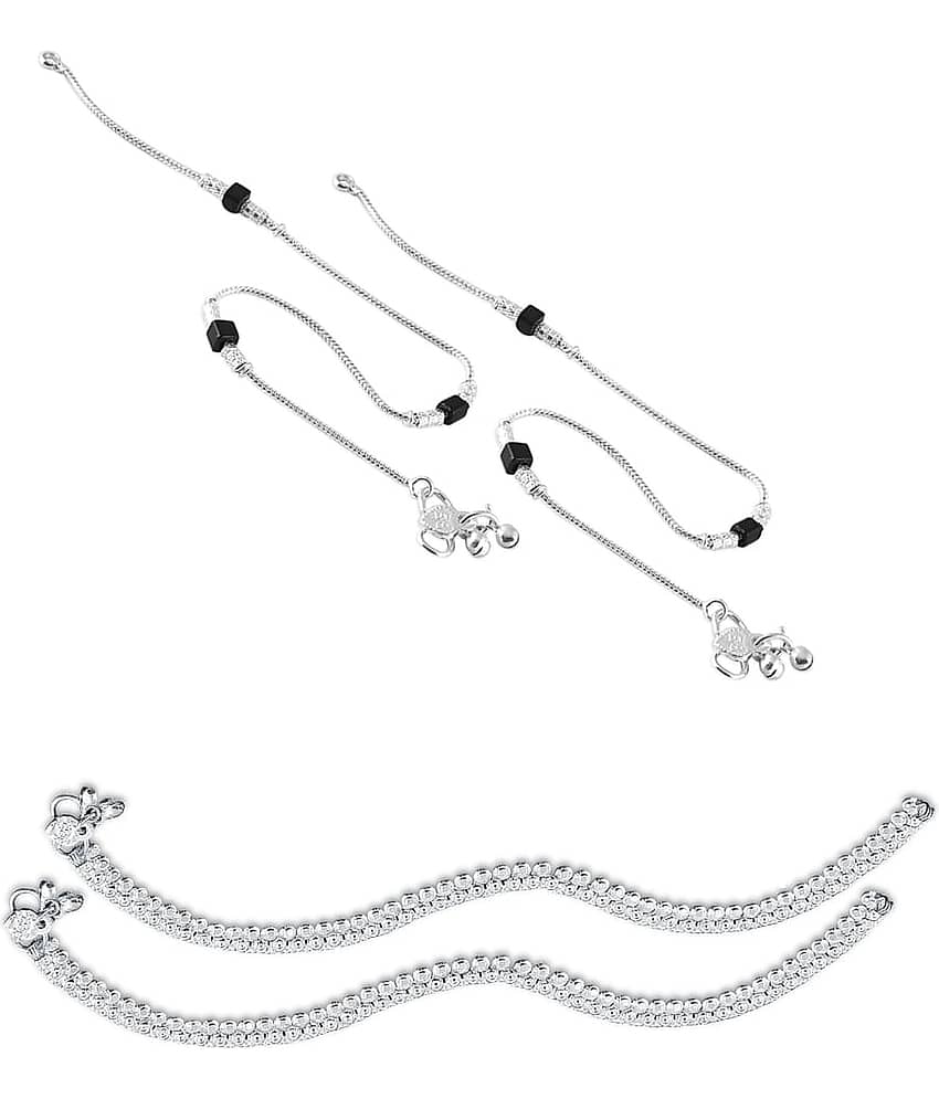 HEER COLLECTION - Silver Anklets ( Pack of 2 ) - Anklets | Buy online on ZillyBuy