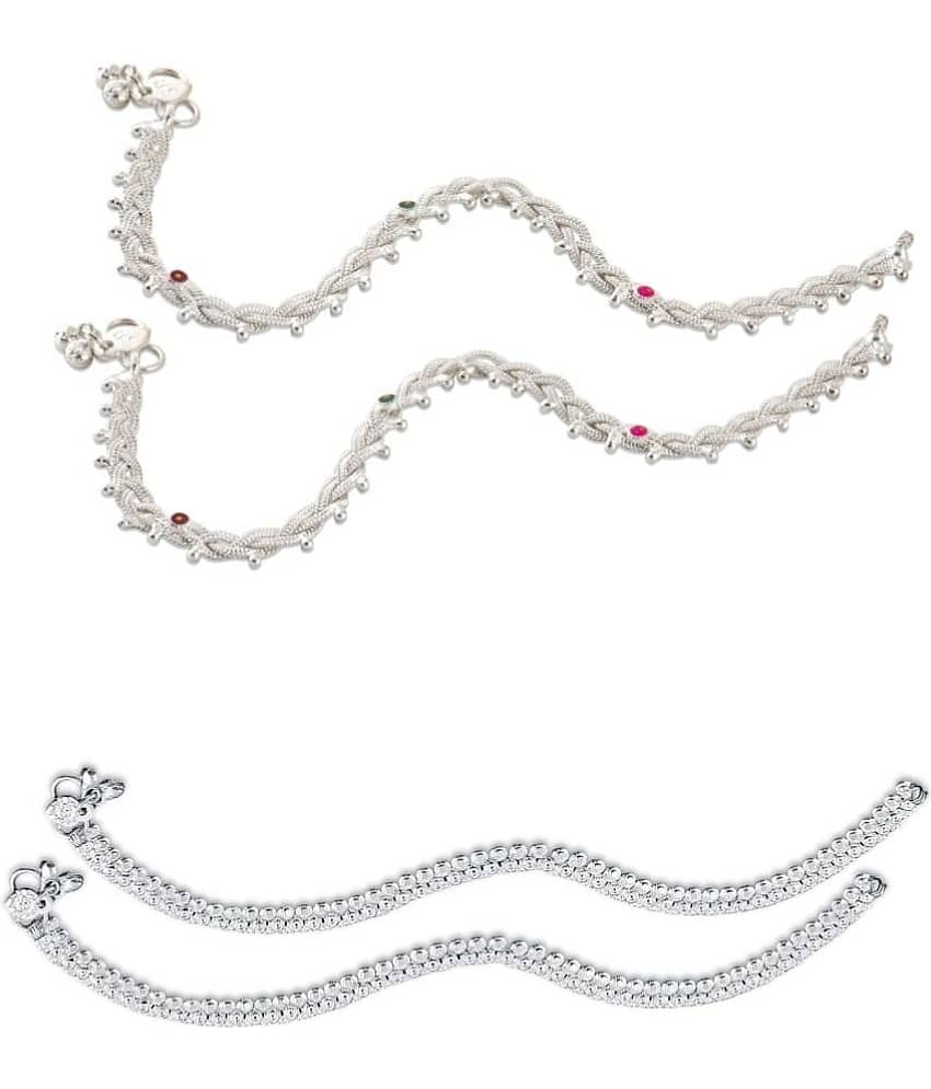 HEER COLLECTION - Silver Anklets ( Pack of 2 ) - Anklets | Buy online on ZillyBuy