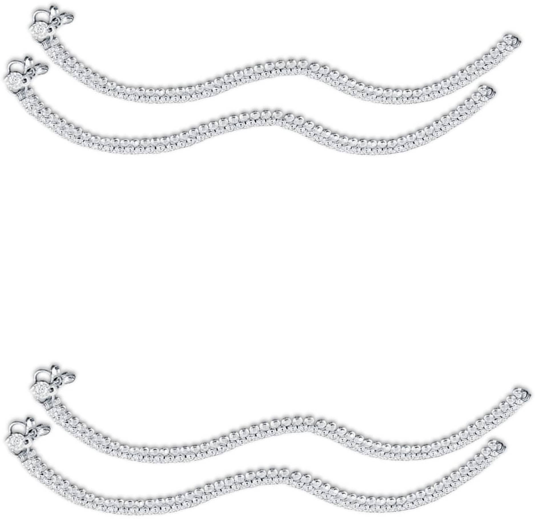 HEER COLLECTION - Silver Anklets ( Pack of 2 ) - Anklets | Buy online on ZillyBuy