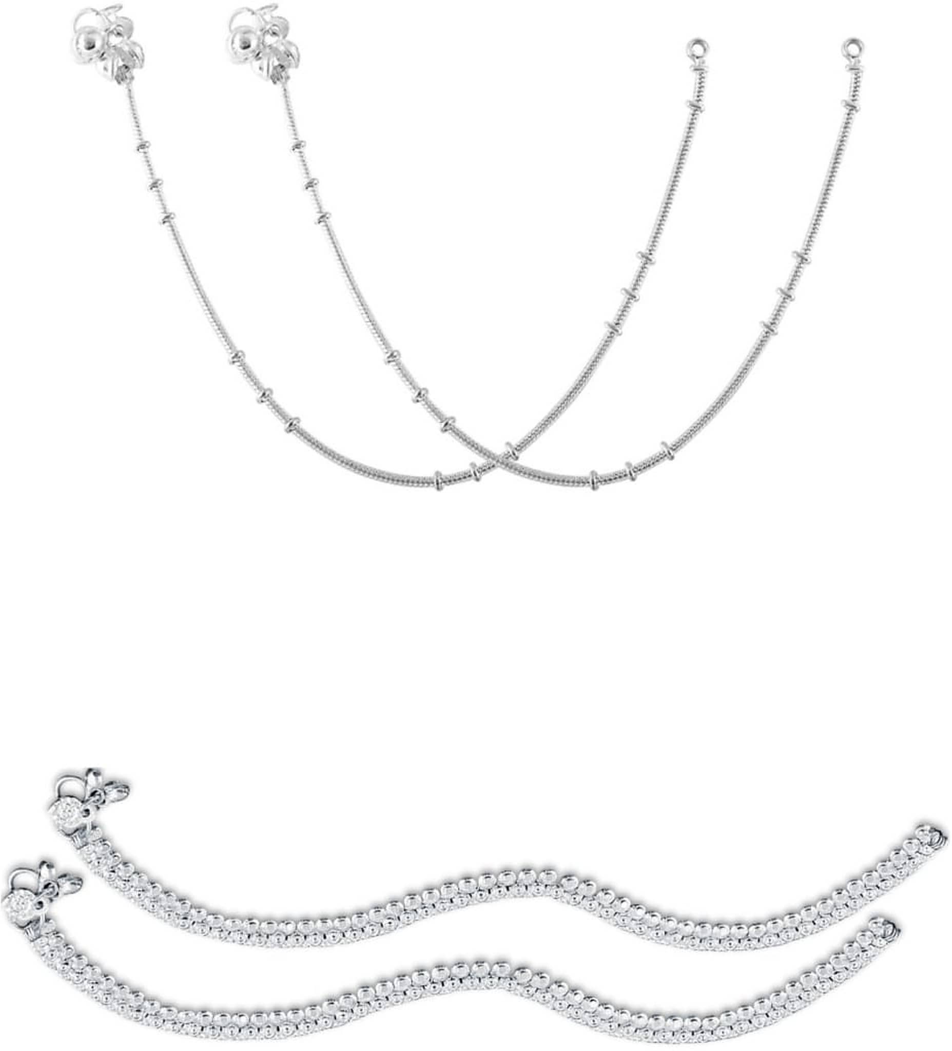HEER COLLECTION - Silver Anklets ( Pack of 2 ) - Anklets | Buy online on ZillyBuy