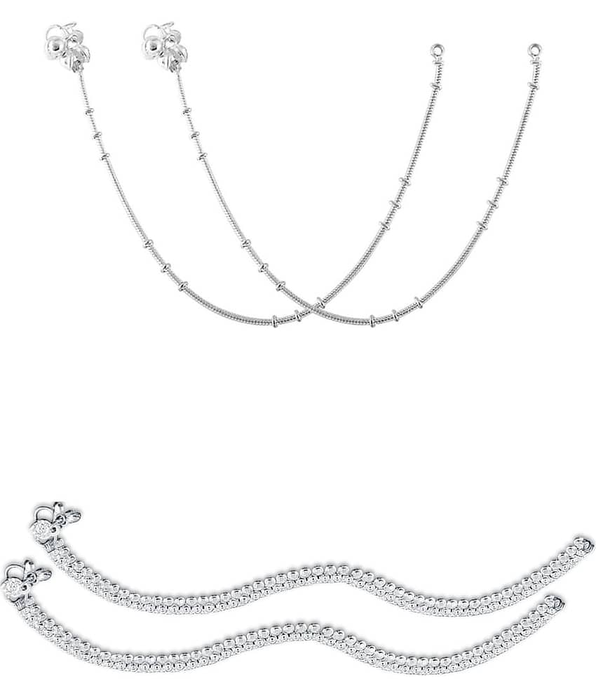 HEER COLLECTION - Silver Anklets ( Pack of 2 ) - Anklets | Buy online on ZillyBuy