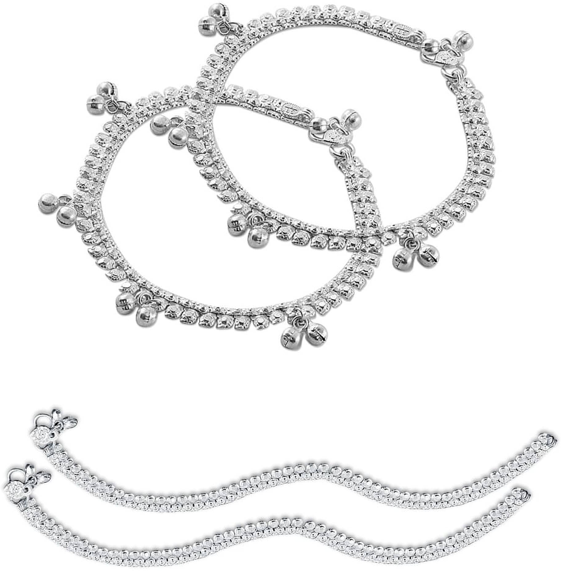 HEER COLLECTION - Silver Anklets ( Pack of 2 ) - Anklets | Buy online on ZillyBuy