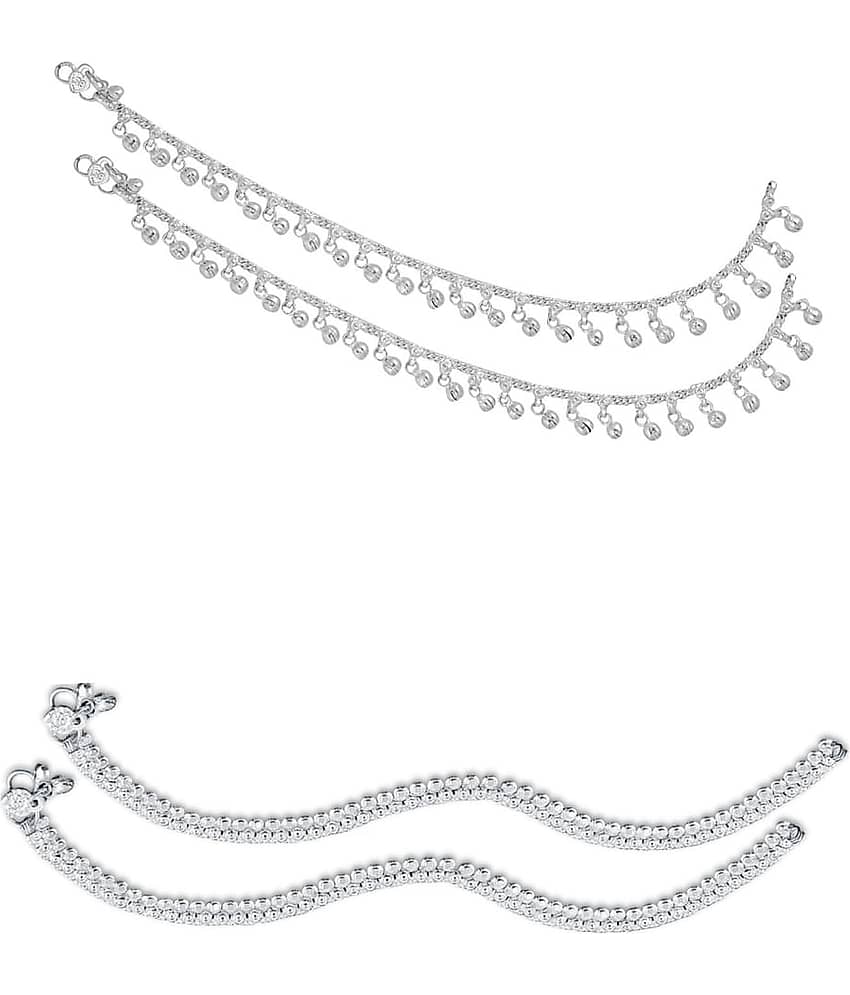HEER COLLECTION - Silver Anklets ( Pack of 2 ) - Anklets | Buy online on ZillyBuy
