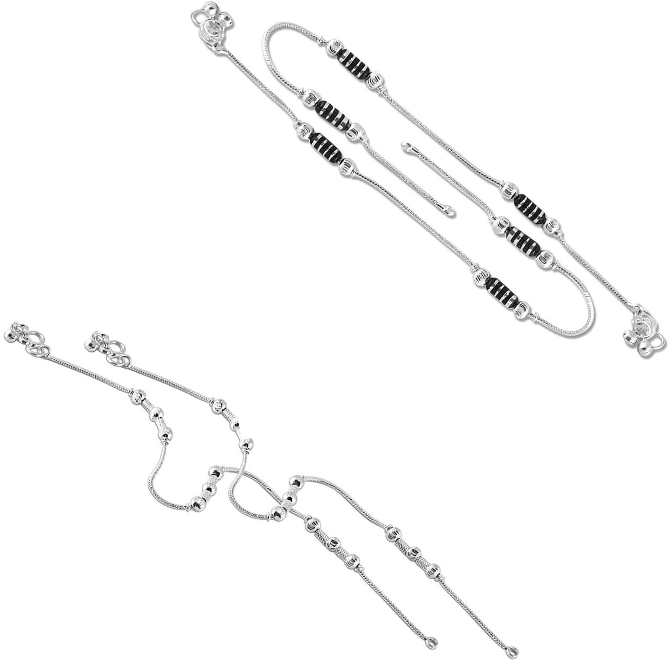 HEER COLLECTION - Silver Anklets ( Pack of 2 ) - Anklets | Buy online on ZillyBuy