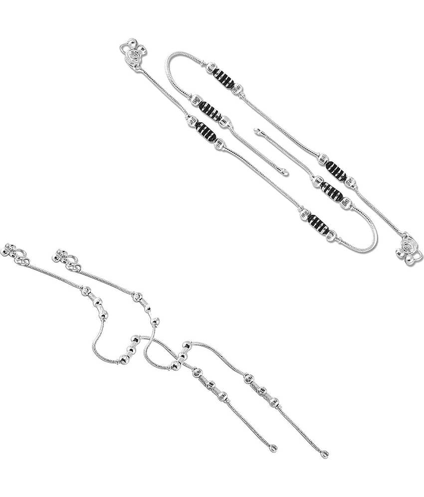 HEER COLLECTION - Silver Anklets ( Pack of 2 ) - Anklets | Buy online on ZillyBuy
