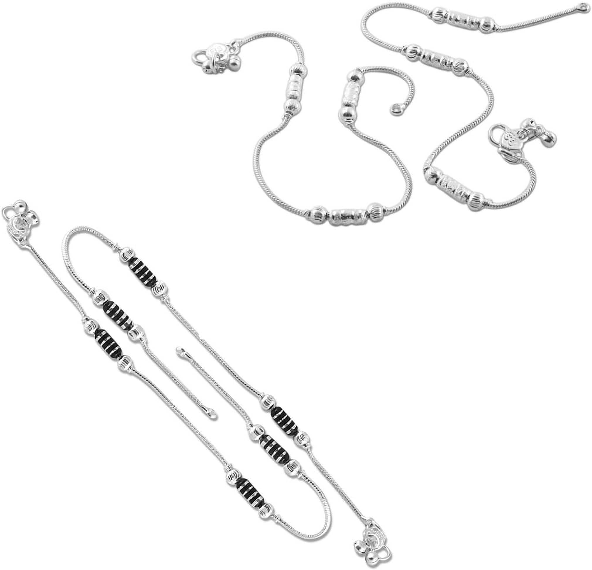     			HEER COLLECTION - Silver Anklets ( Pack of 2 )