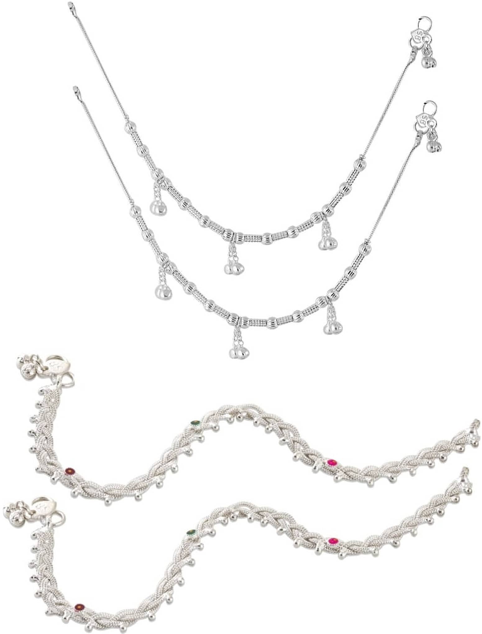 HEER COLLECTION - Silver Anklets ( Pack of 2 ) - Anklets | Buy online on ZillyBuy