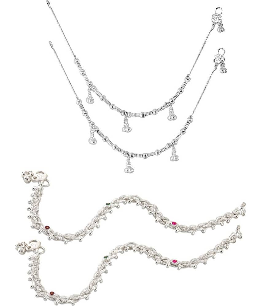 HEER COLLECTION - Silver Anklets ( Pack of 2 ) - Anklets | Buy online on ZillyBuy