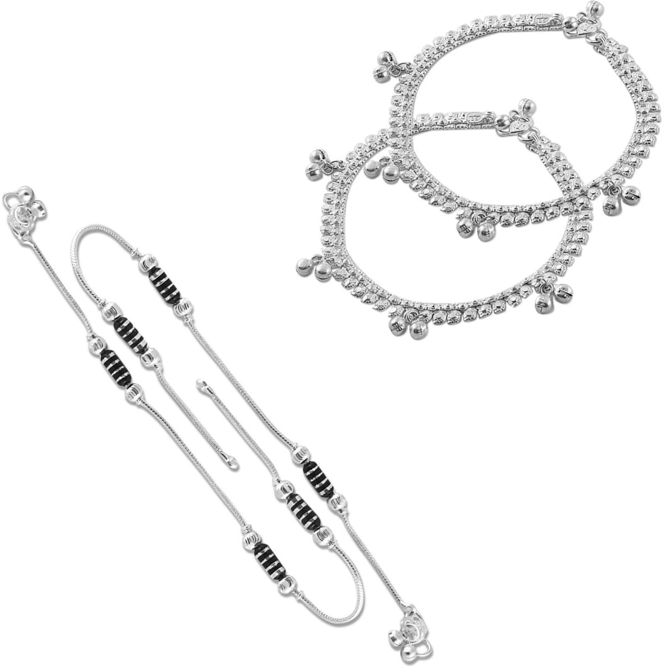 HEER COLLECTION - Silver Anklets ( Pack of 2 ) - Anklets | Buy online on ZillyBuy