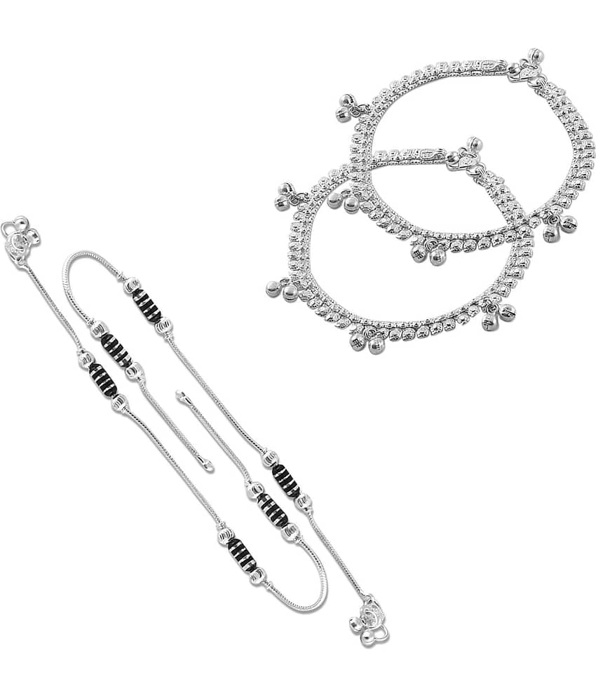 HEER COLLECTION - Silver Anklets ( Pack of 2 ) - Anklets | Buy online on ZillyBuy