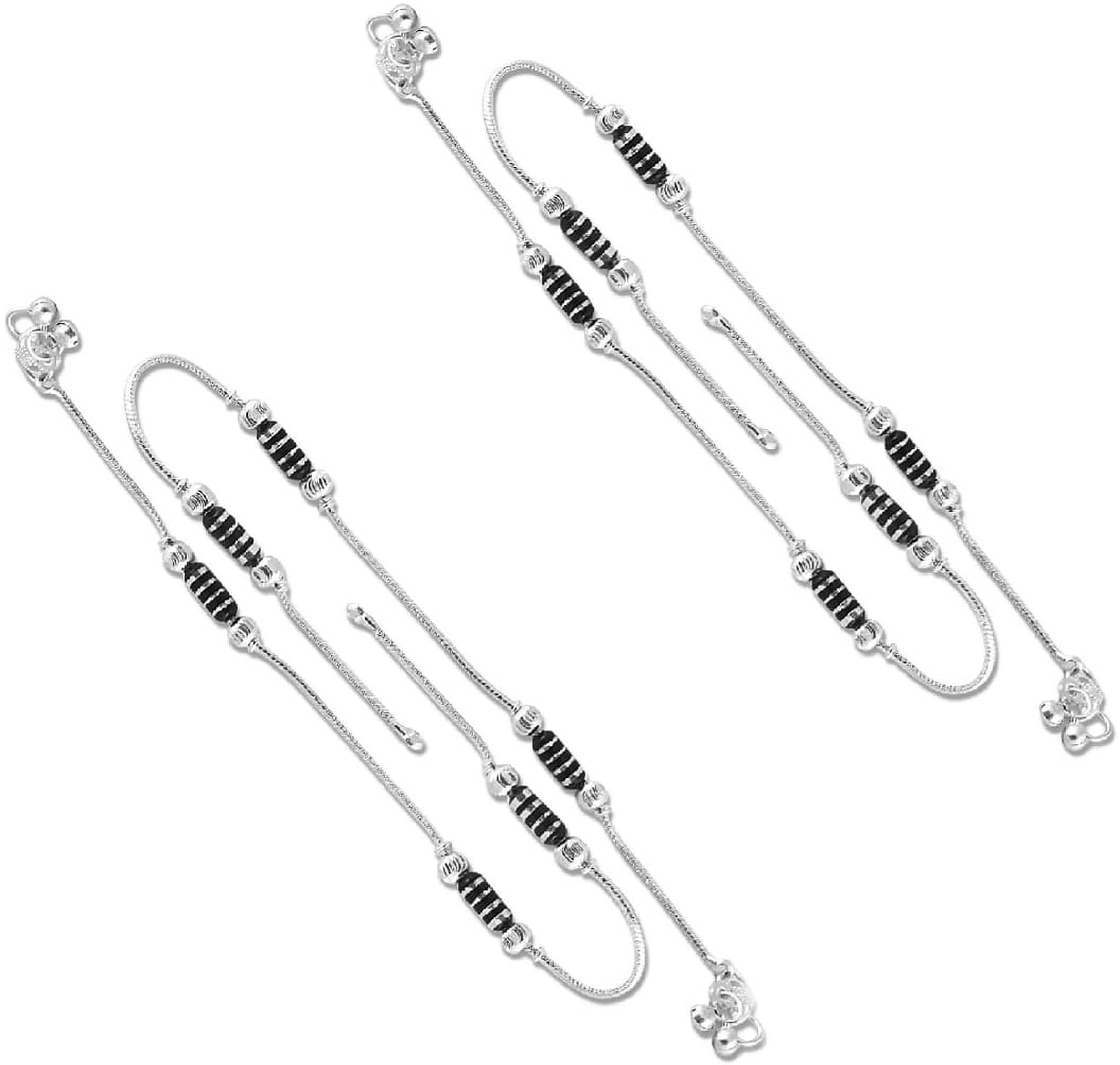 HEER COLLECTION - Silver Anklets ( Pack of 2 ) HEER COLLECTION - Silver Anklets ( Pack of 2 )