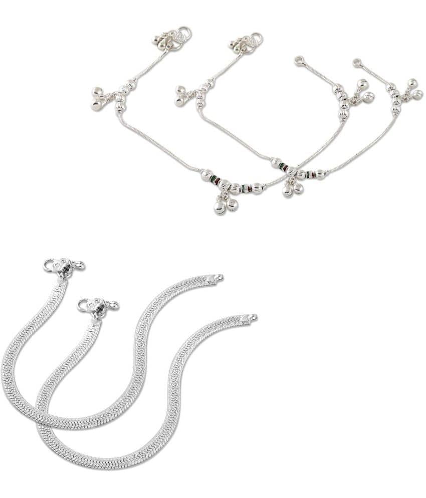 HEER COLLECTION - Silver Anklets ( Pack of 2 ) - Anklets | Buy online on ZillyBuy