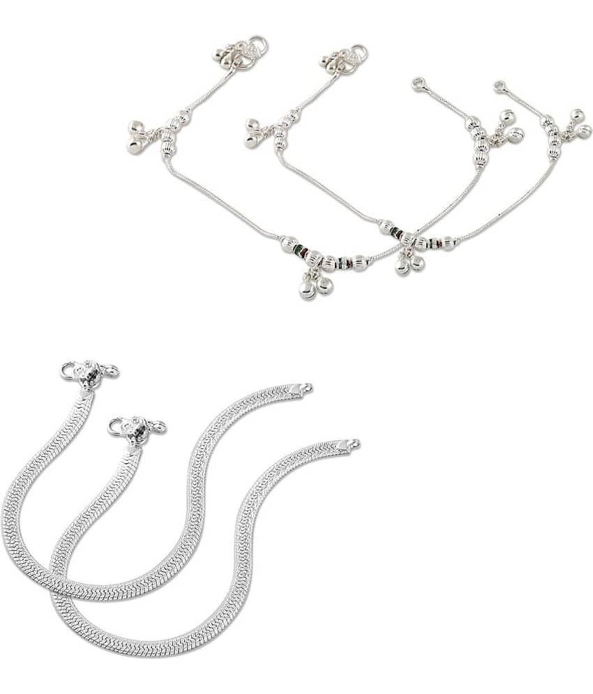 HEER COLLECTION - Silver Anklets ( Pack of 2 ) - Anklets | Buy online on ZillyBuy