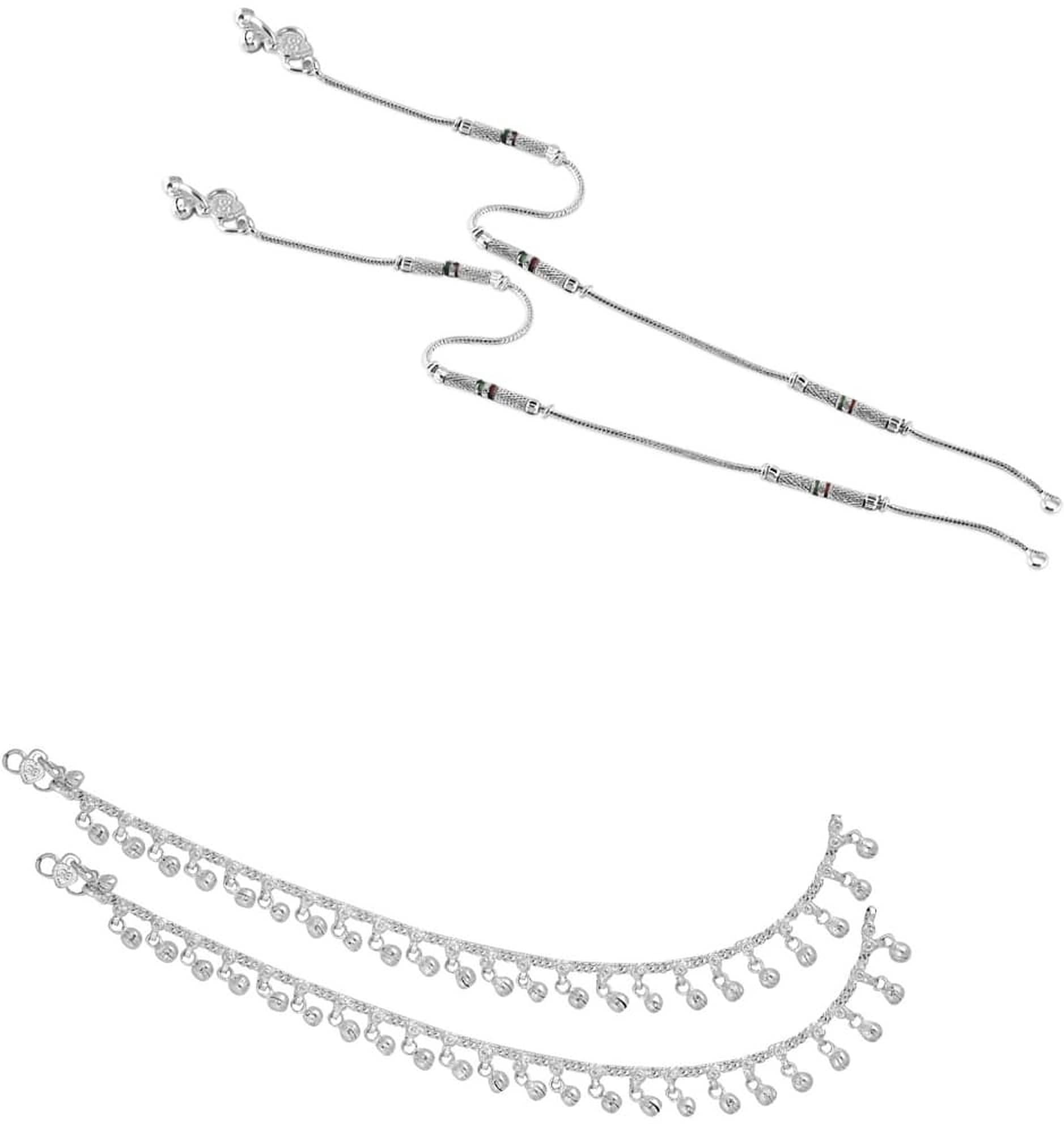 HEER COLLECTION - Silver Anklets ( Pack of 2 ) - Anklets | Buy online on ZillyBuy