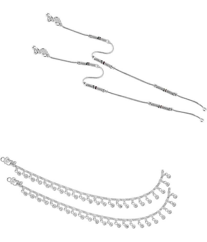 HEER COLLECTION - Silver Anklets ( Pack of 2 ) - Anklets | Buy online on ZillyBuy