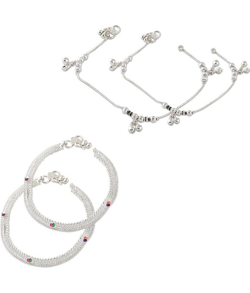 HEER COLLECTION - Silver Anklets ( Pack of 2 ) - Anklets | Buy online on ZillyBuy
