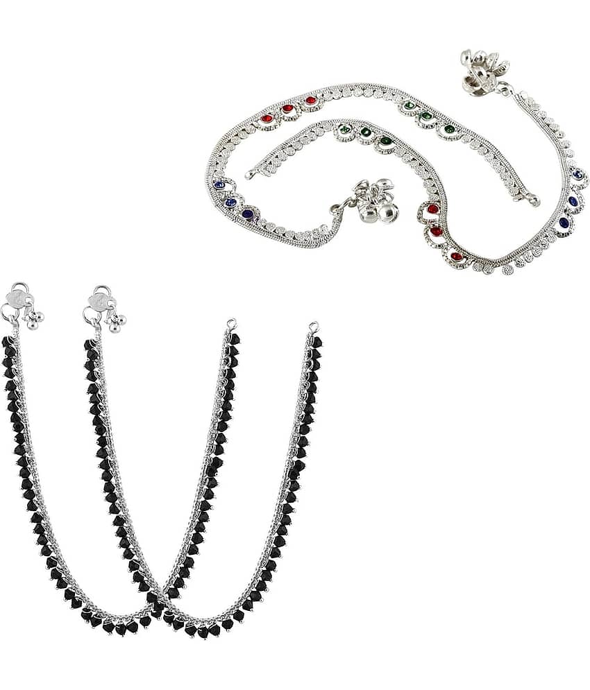 HEER COLLECTION - Silver Anklets ( Pack of 2 ) - Anklets | Buy online on ZillyBuy