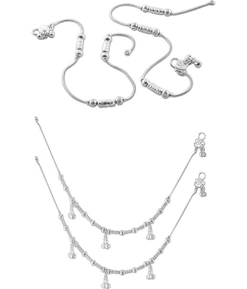 HEER COLLECTION - Silver Anklets ( Pack of 2 ) - Anklets | Buy online on ZillyBuy