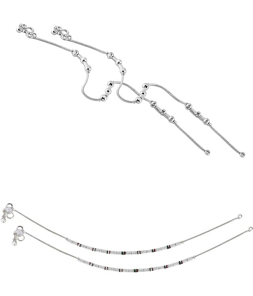 HEER COLLECTION - Silver Anklets ( Pack of 2 ) - Anklets | Buy online on ZillyBuy