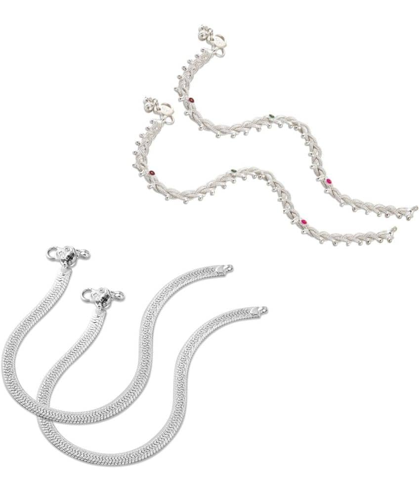 HEER COLLECTION - Silver Anklets ( Pack of 2 ) - Anklets | Buy online on ZillyBuy