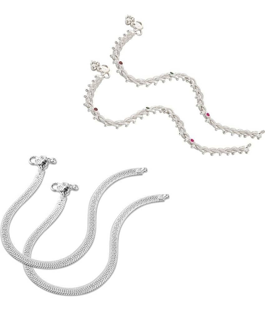 HEER COLLECTION - Silver Anklets ( Pack of 2 ) - Anklets | Buy online on ZillyBuy