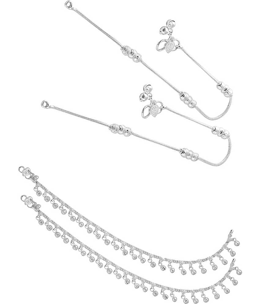 HEER COLLECTION - Silver Anklets ( Pack of 2 ) - Anklets | Buy online on ZillyBuy