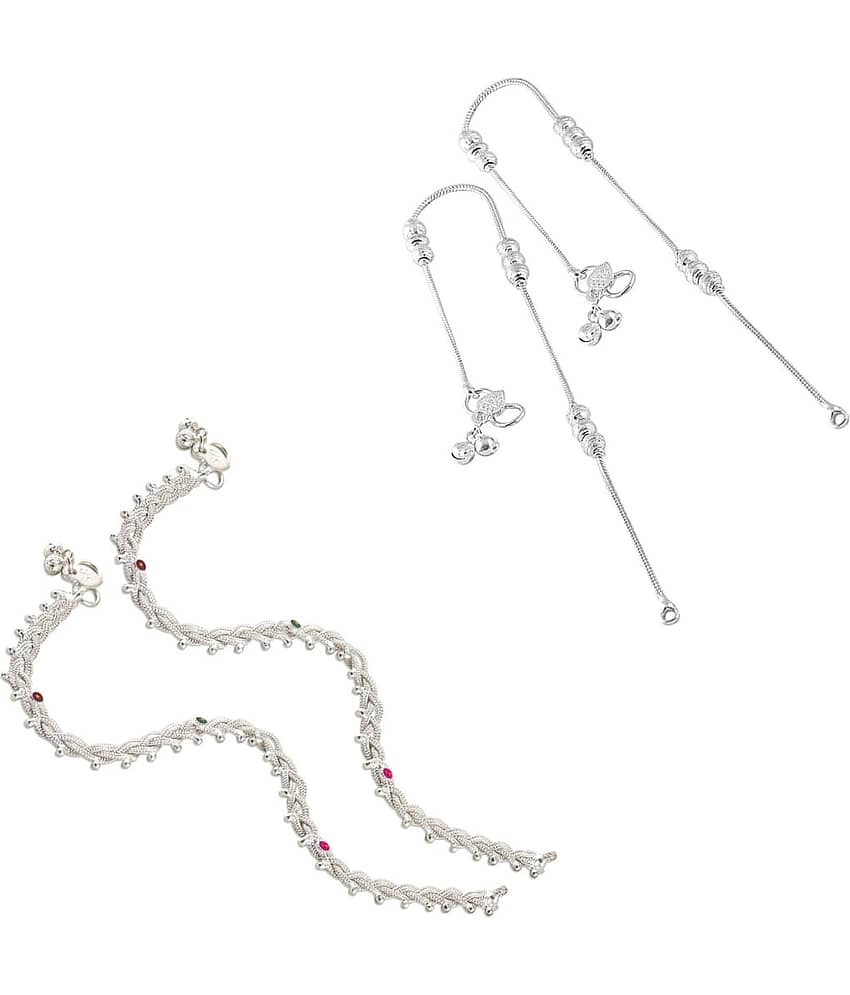 HEER COLLECTION - Silver Anklets ( Pack of 2 ) - Anklets | Buy online on ZillyBuy