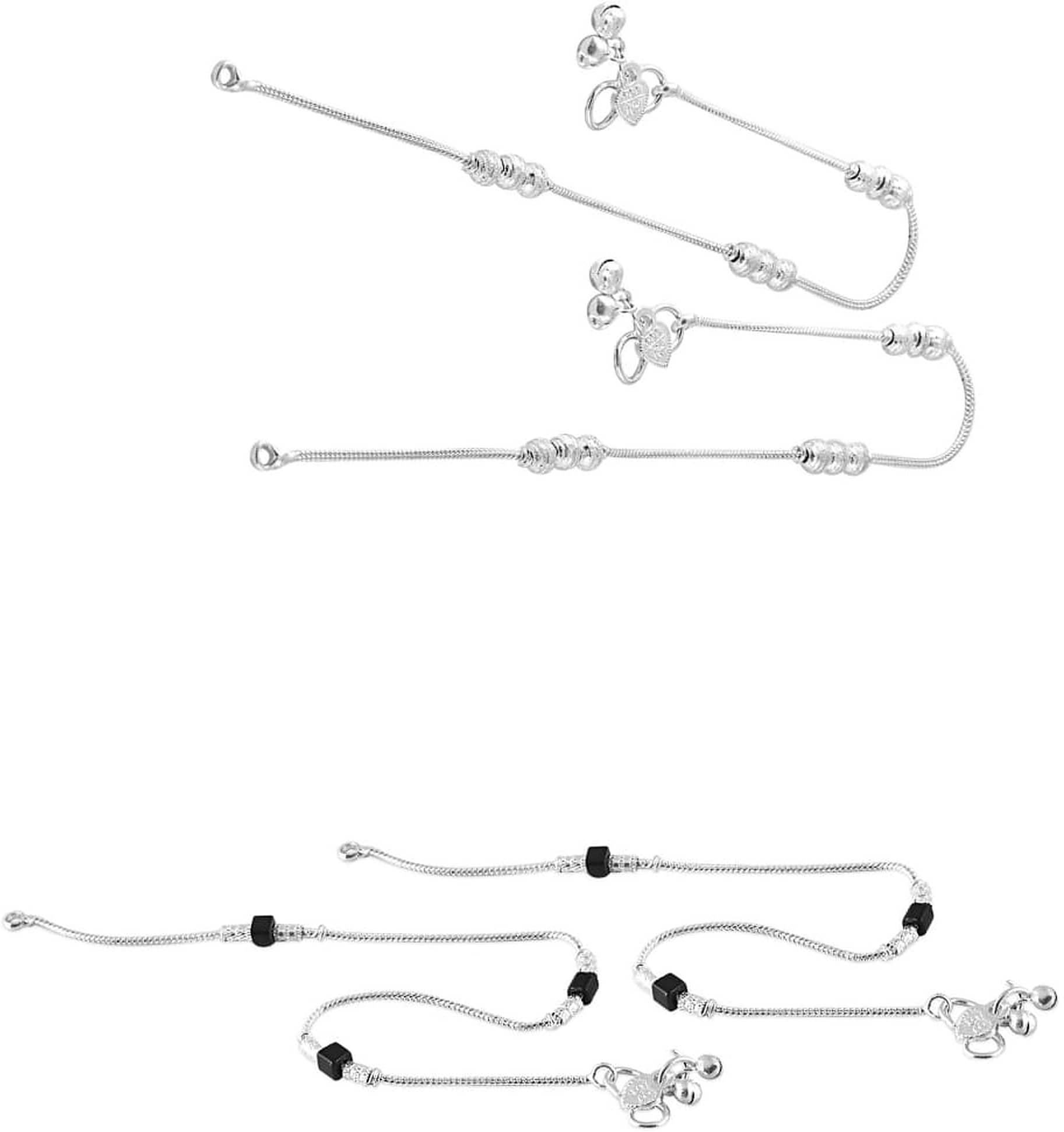 HEER COLLECTION - Silver Anklets ( Pack of 2 ) - Anklets | Buy online on ZillyBuy