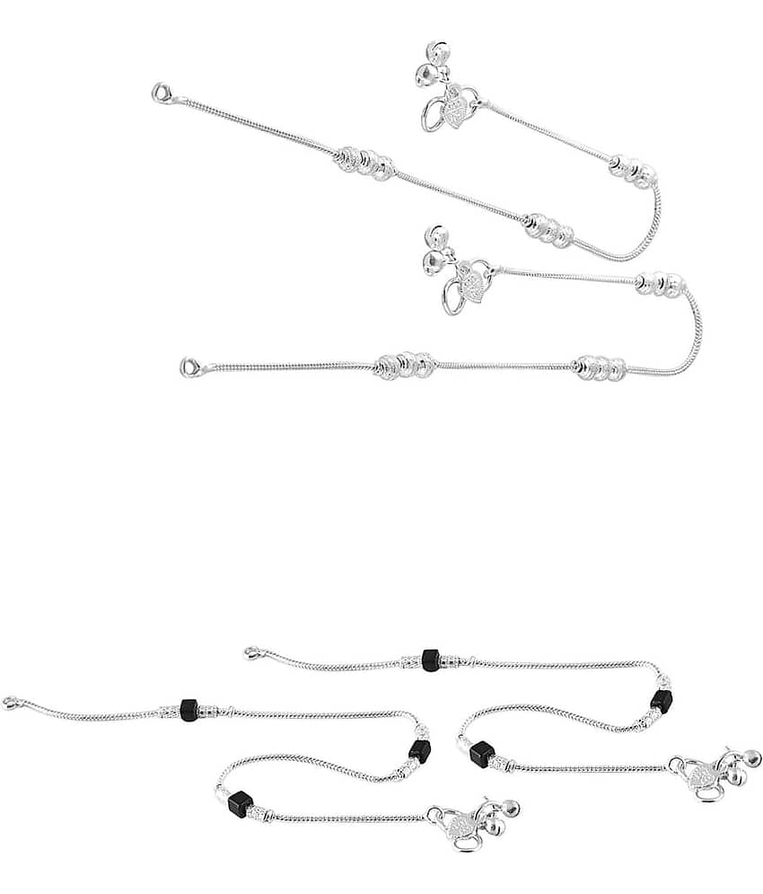 HEER COLLECTION - Silver Anklets ( Pack of 2 ) - Anklets | Buy online on ZillyBuy