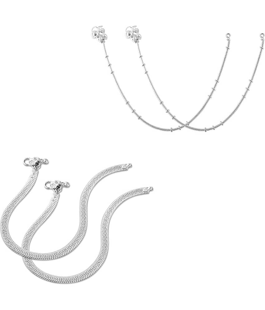 HEER COLLECTION - Silver Anklets ( Pack of 2 ) - Anklets | Buy online on ZillyBuy