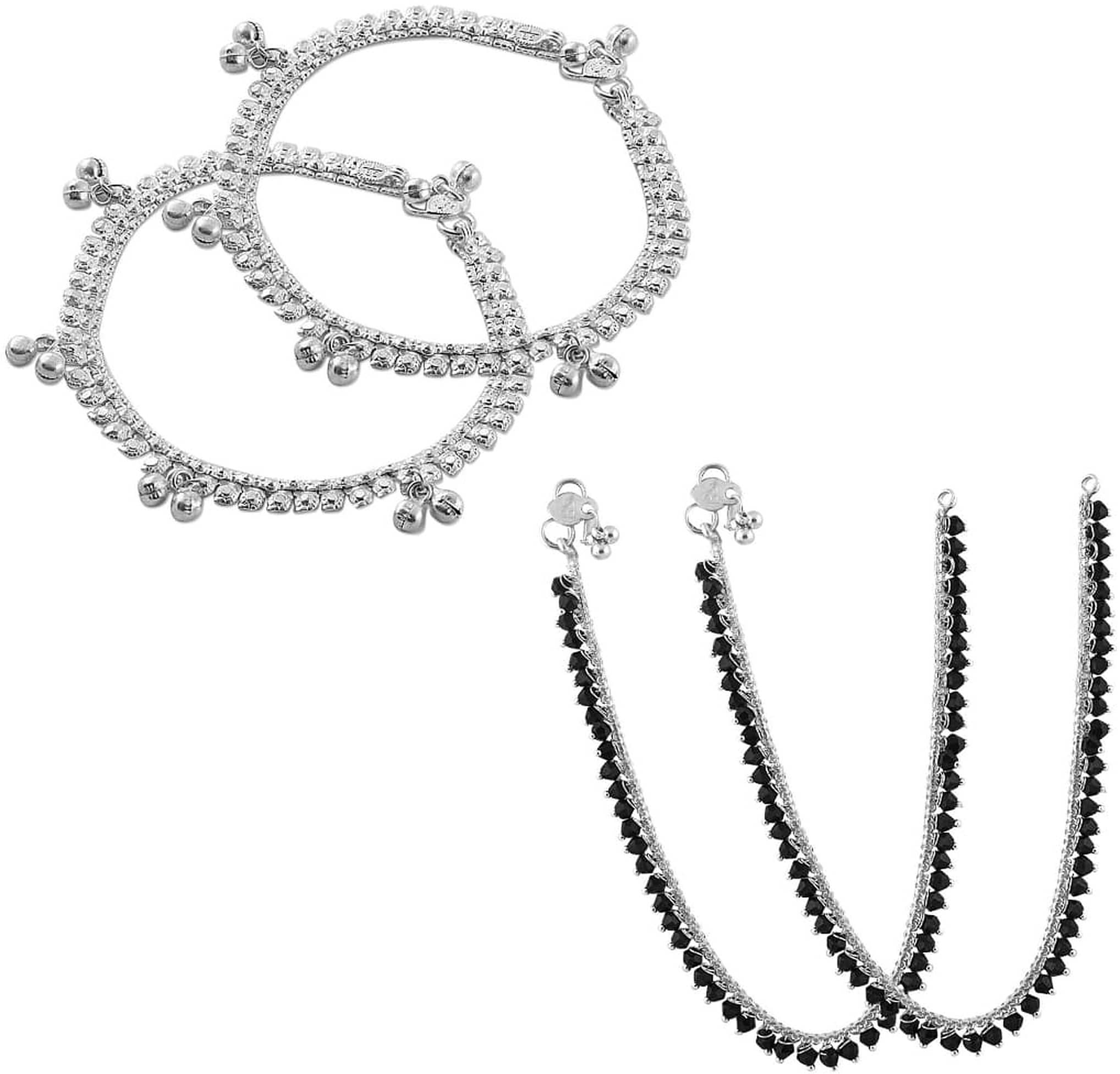 HEER COLLECTION - Silver Anklets ( Pack of 2 ) - Anklets | Buy online on ZillyBuy