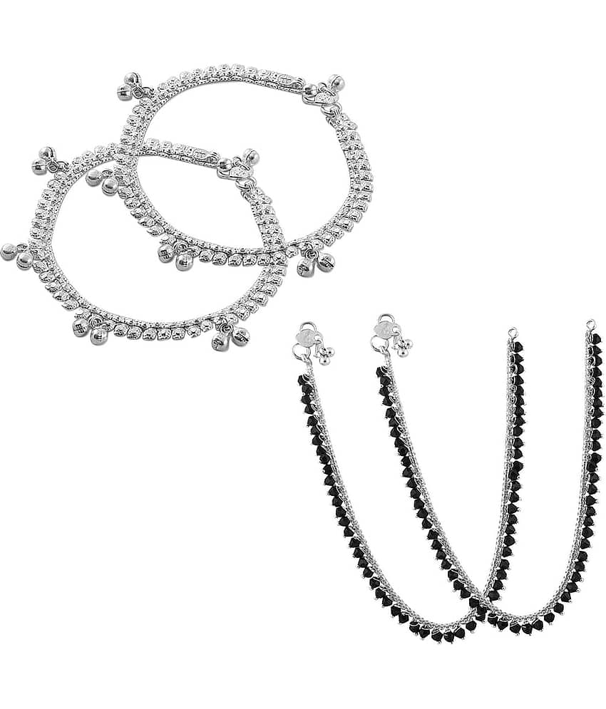 HEER COLLECTION - Silver Anklets ( Pack of 2 ) - Anklets | Buy online on ZillyBuy