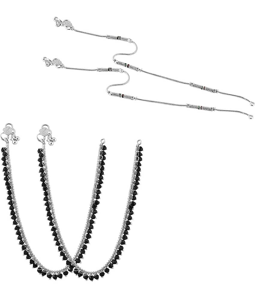 HEER COLLECTION - Silver Anklets ( Pack of 2 ) - Anklets | Buy online on ZillyBuy