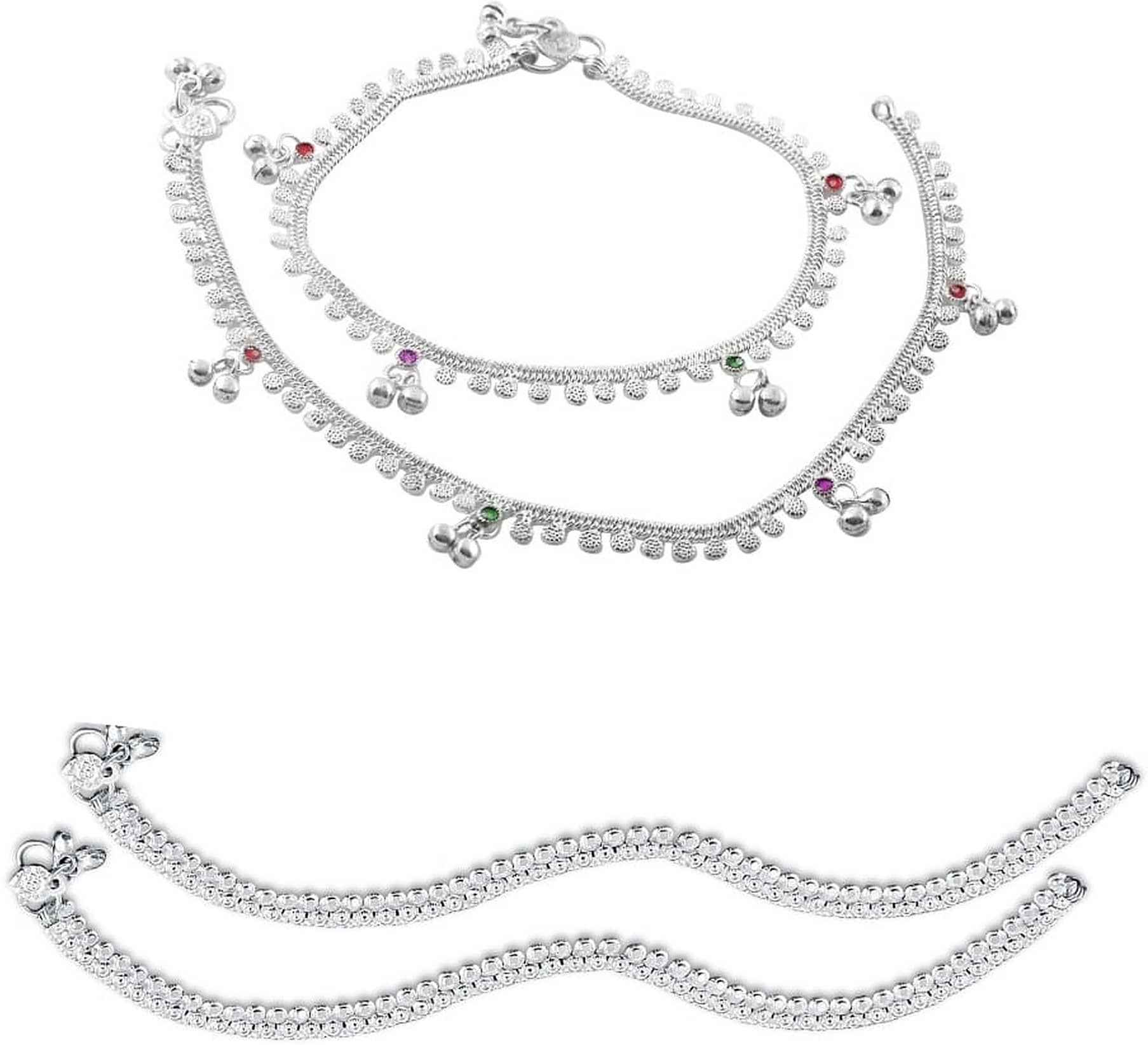 HEER COLLECTION - Silver Anklets ( Pack of 2 ) - Anklets | Buy online on ZillyBuy
