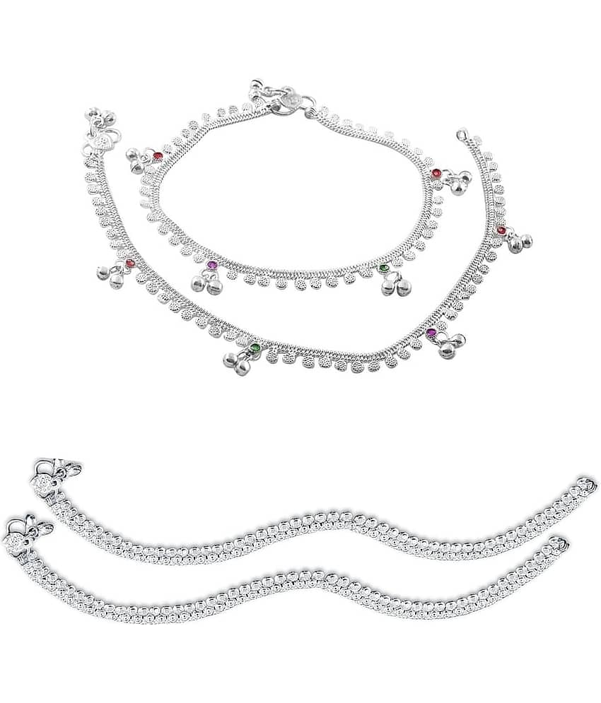 HEER COLLECTION - Silver Anklets ( Pack of 2 ) - Anklets | Buy online on ZillyBuy