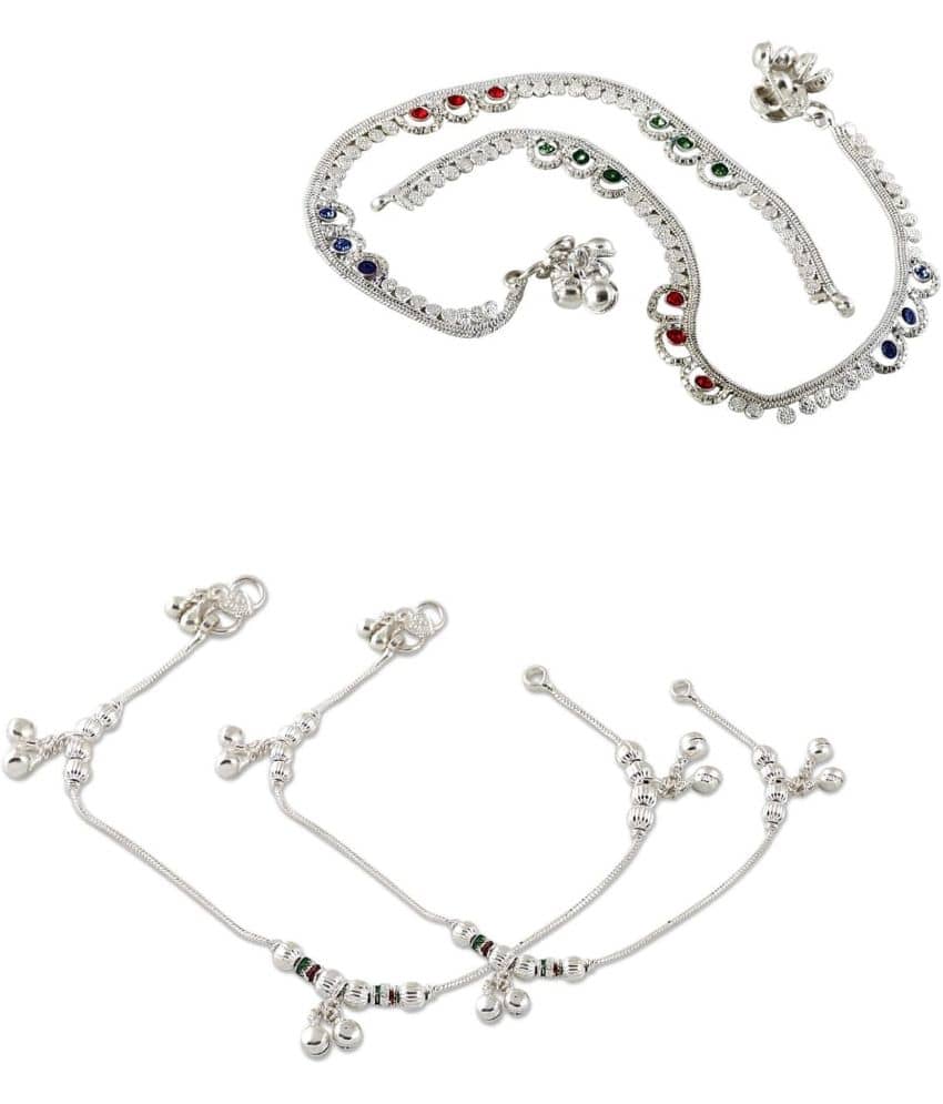 HEER COLLECTION - Silver Anklets ( Pack of 2 ) - Anklets | Buy online on ZillyBuy