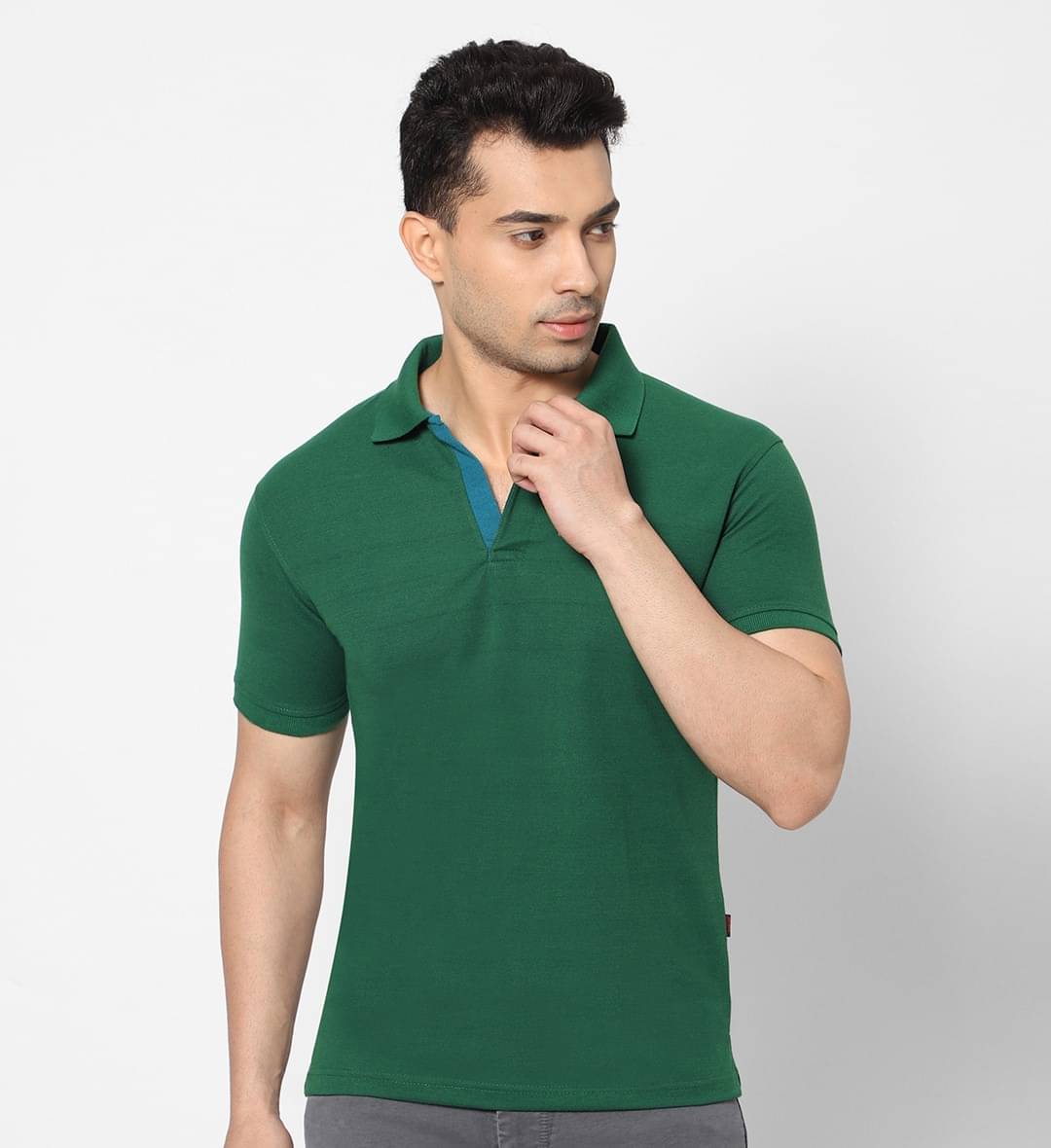     			HJ HASASI Pack of 1 Cotton Blend Slim Fit Solid Half Sleeves Men's Polo T Shirt ( Green )
