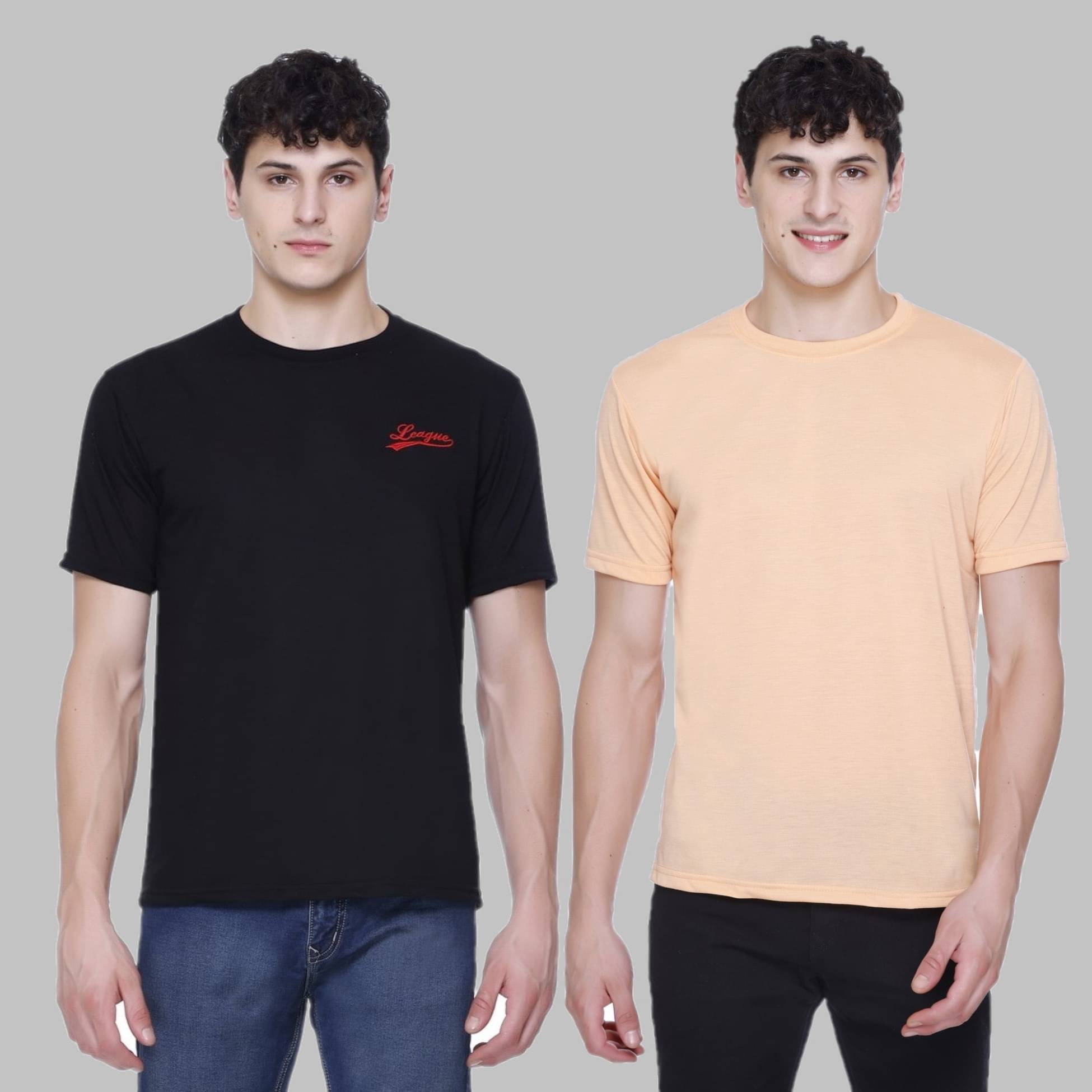 HVBK Pack of 2 Cotton Blend Regular Fit Men's T-Shirt ( Black )     			HVBK Pack of 2 Cotton Blend Regular Fit Men's T-Shirt ( Black )