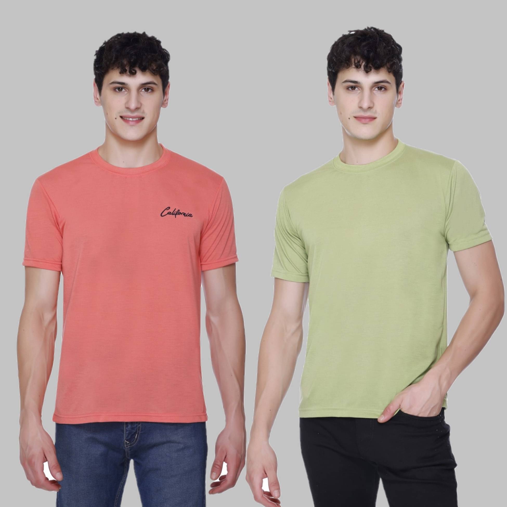     			HVBK Pack of 2 Cotton Blend Regular Fit Men's T-Shirt ( Green )