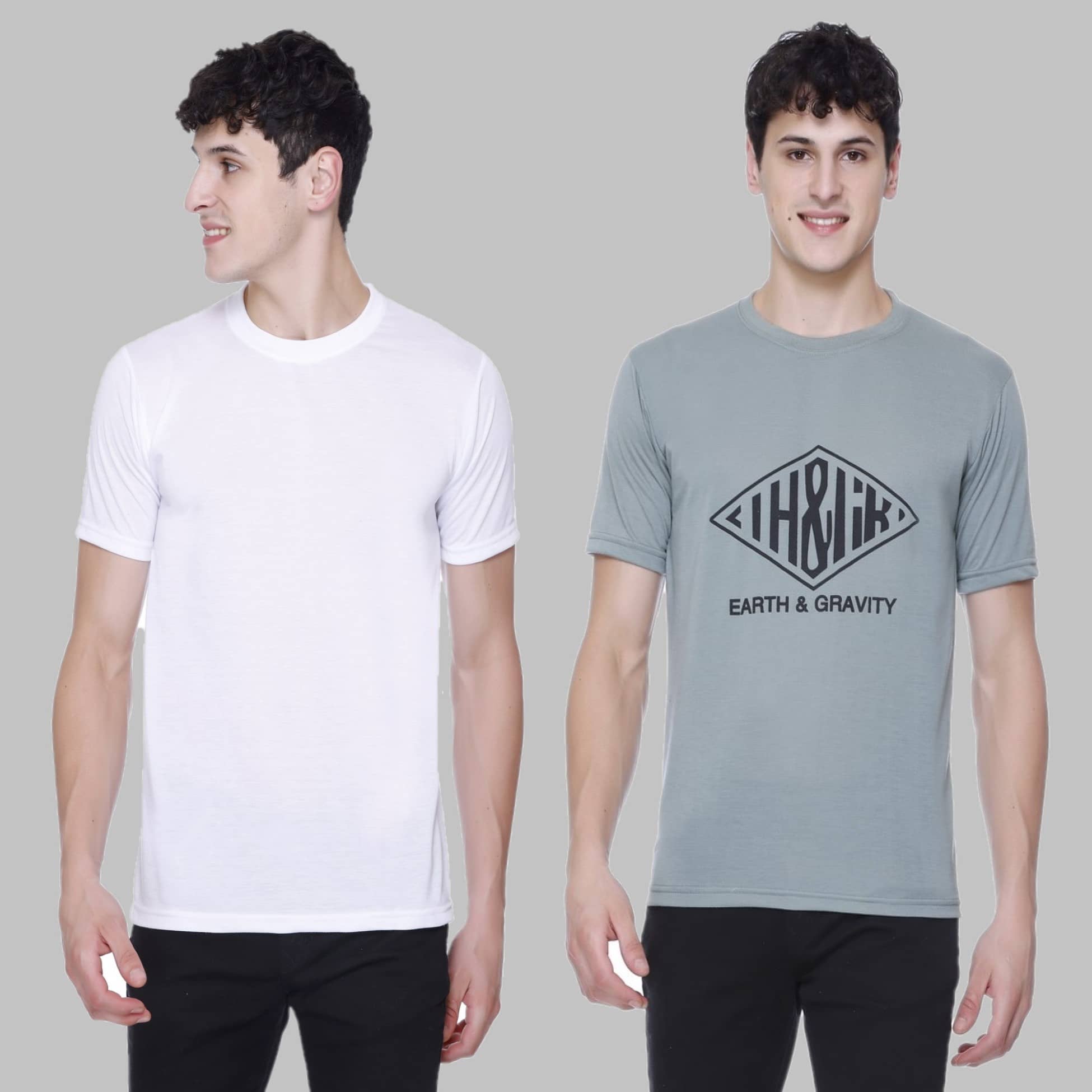 HVBK Pack of 2 Cotton Blend Regular Fit Men's T-Shirt ( Black )