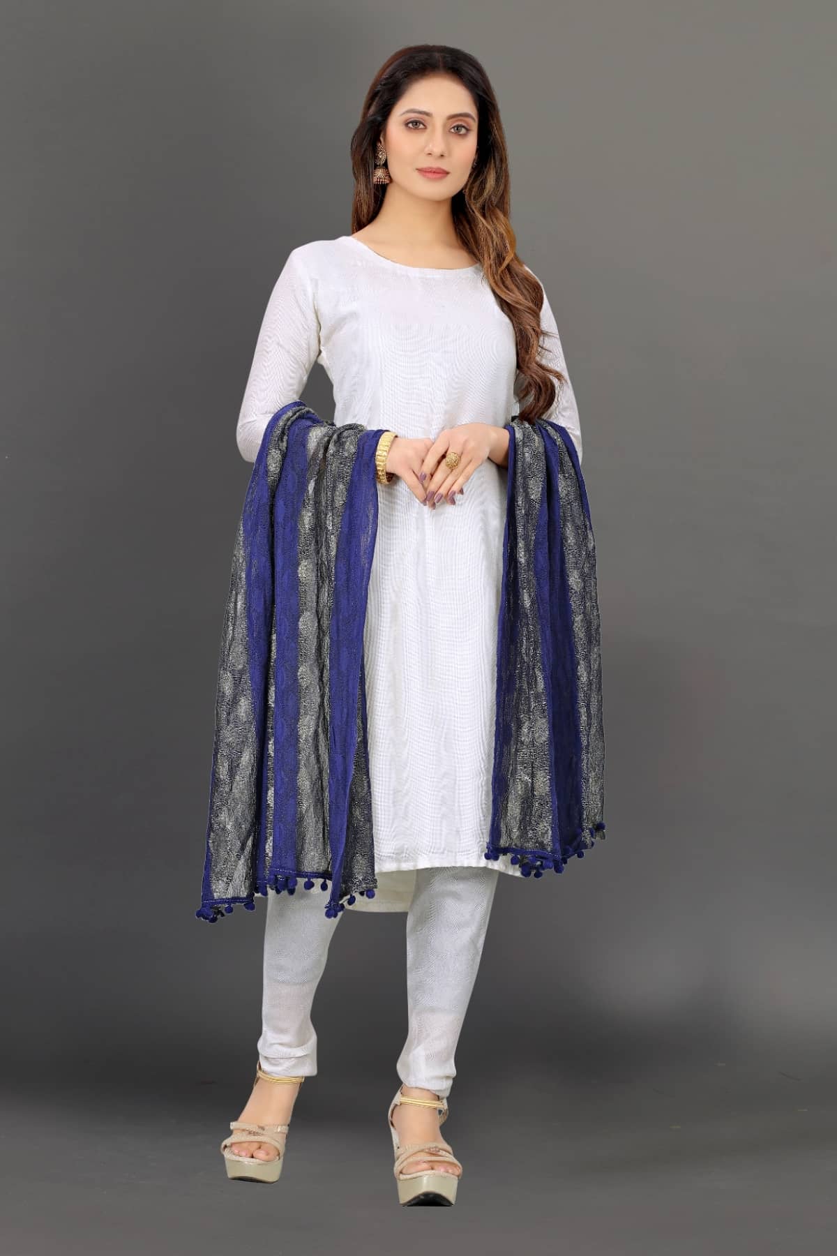 JULEE - Blue Net Women's Dupatta - ( Pack of 1 ) - Dupattas & Shawls | Buy online on ZillyBuy