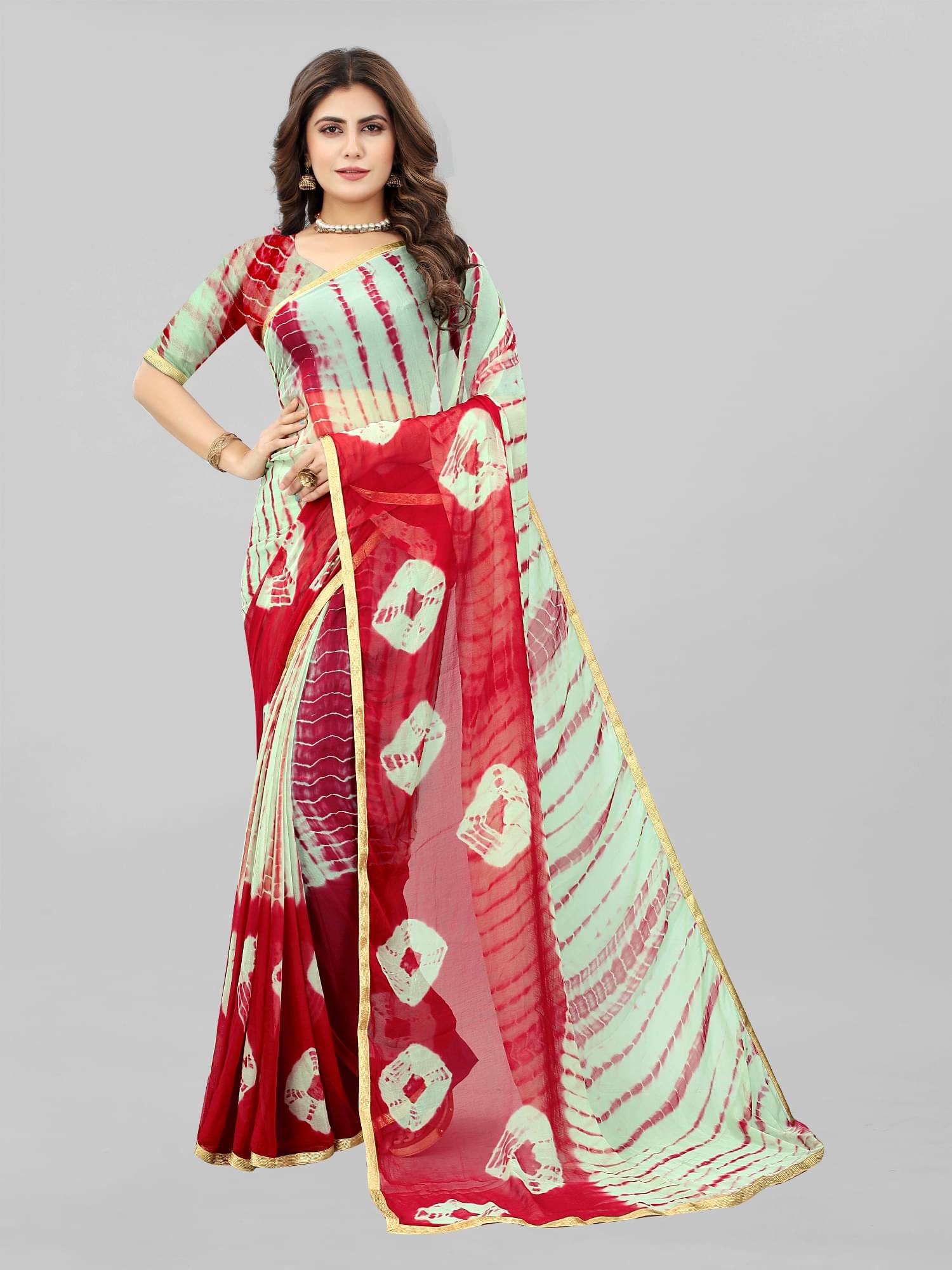 JULEE Chiffon Printed Saree With Unstitched Blouse Piece ( Light Green ) JULEE Chiffon Printed Saree With Unstitched Blouse Piece ( Light Green )